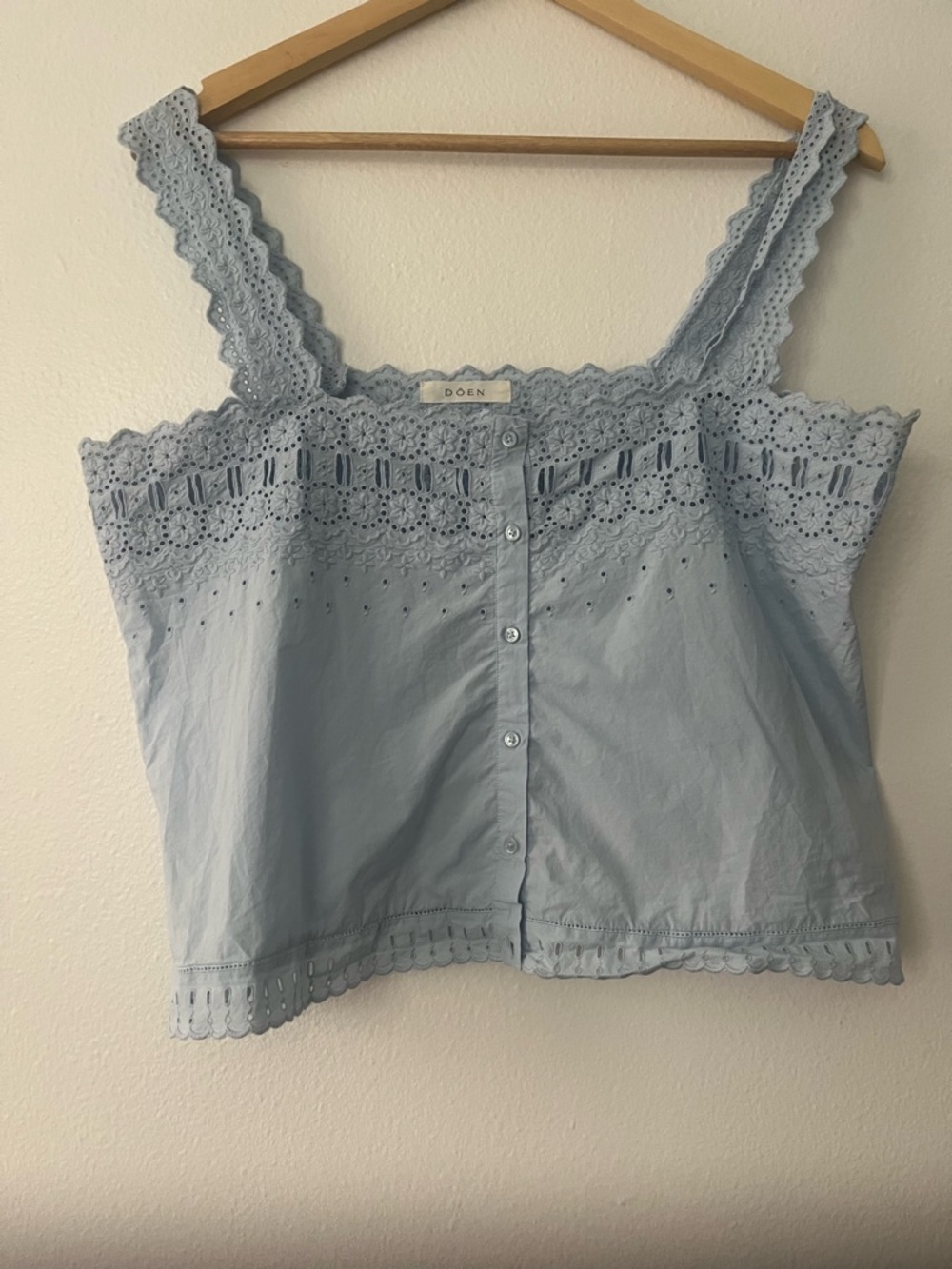 Doen Powder Blue Eyelet Cotton Camisole